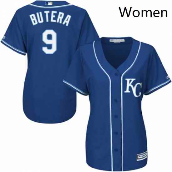 Womens Majestic Kansas City Royals 9 Drew Butera Authentic Blue Alternate 2 Cool Base MLB Jersey